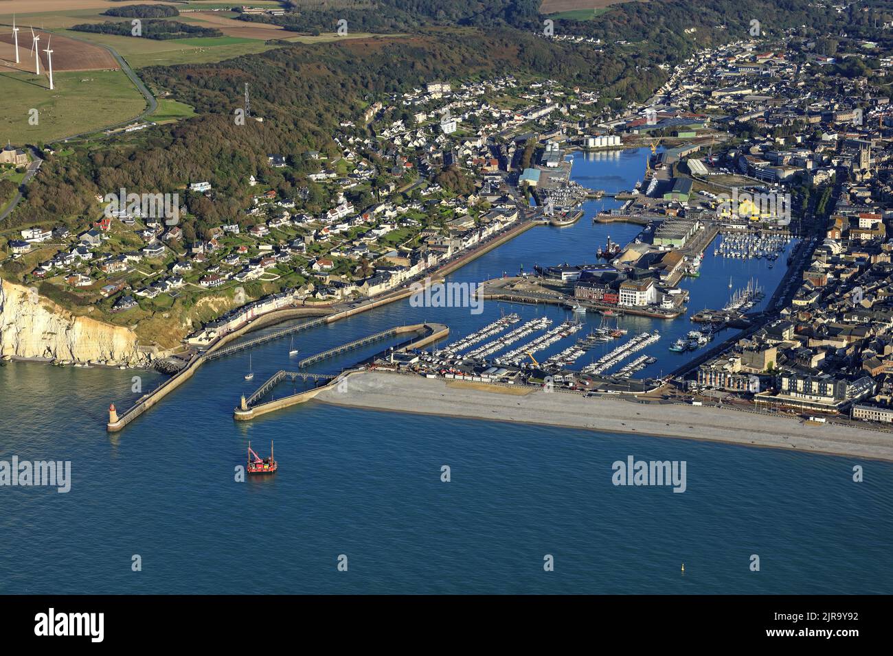 Fecamp (northern France) aerial view of the town, former fishing port