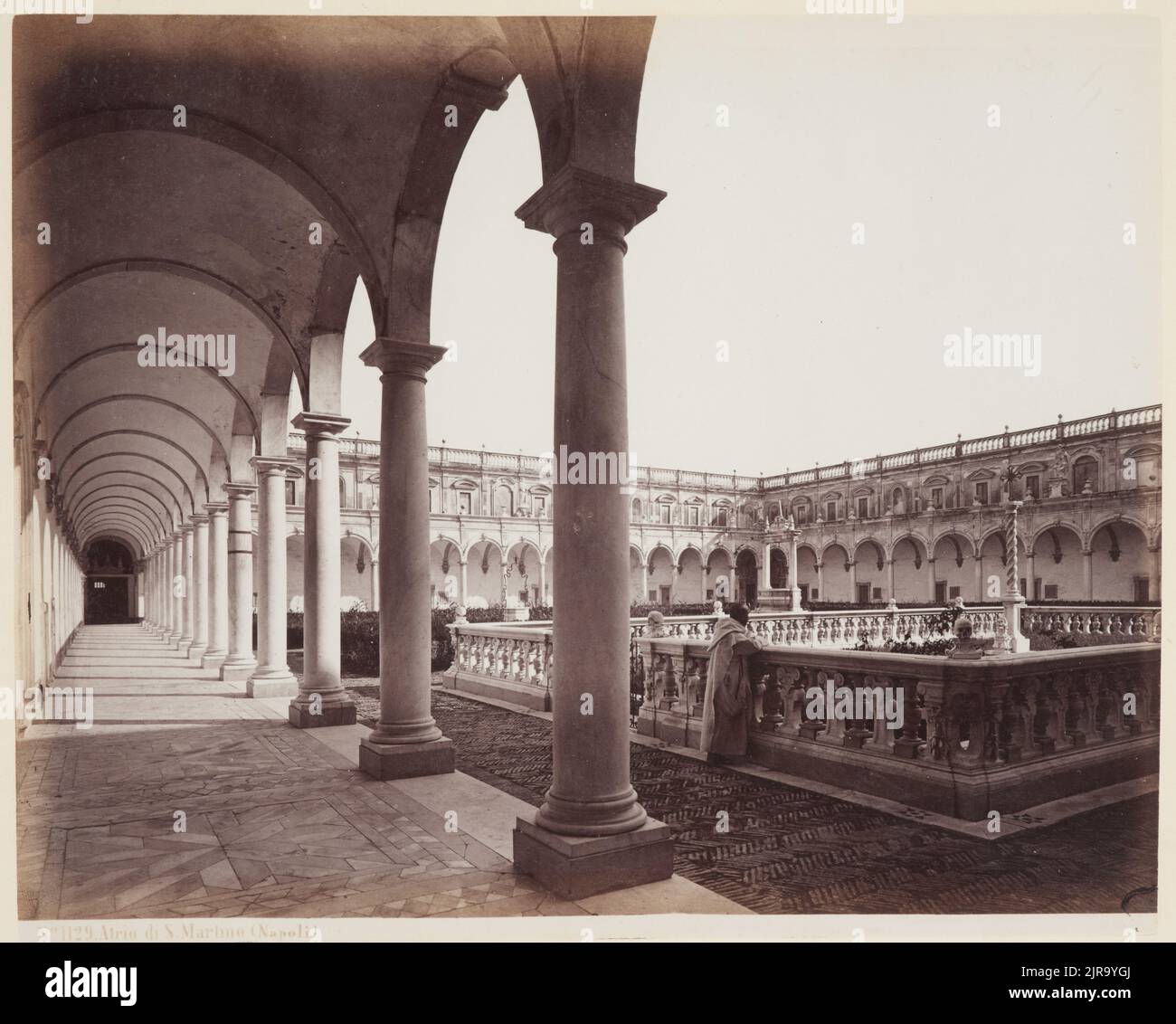 Atrio di S. Martino [Atrium of the Certosa di San Martino monastery], 1850-1865, Napoli, by Giorgio Sommer. Stock Photo