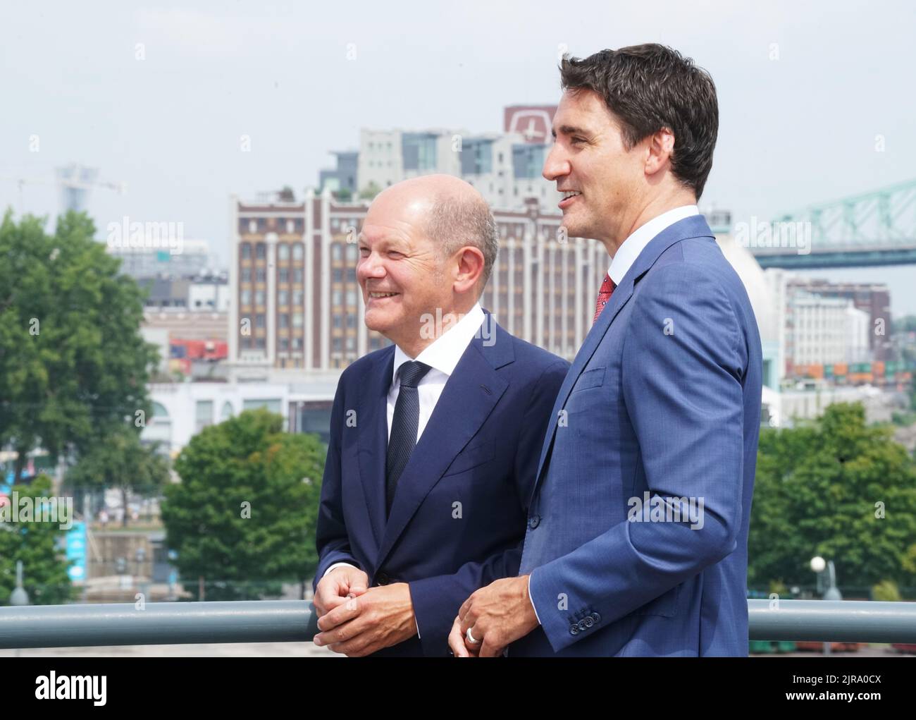 Montreal,Quebec,Canada,August 22,2022.Chancellor Olaf Schotz and Prime Minister Justin Trudeau at a press conference.Mario Beauregard/Alamy News Stock Photo