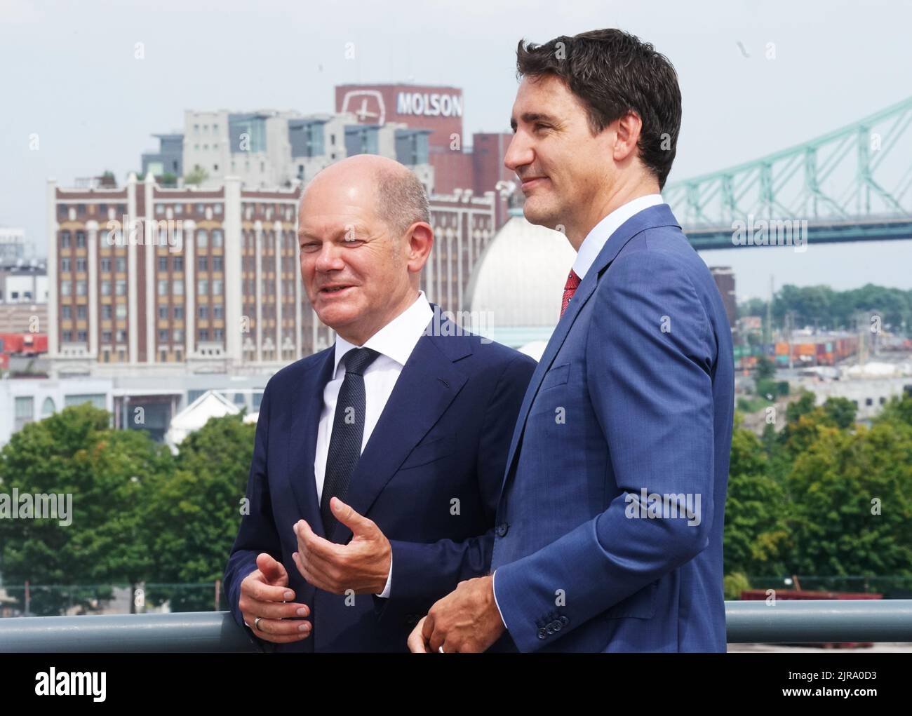 Montreal,Quebec,Canada,August 22,2022.Chancellor Olaf Schotz and Prime Minister Justin Trudeau at a press conference.Mario Beauregard/Alamy News Stock Photo