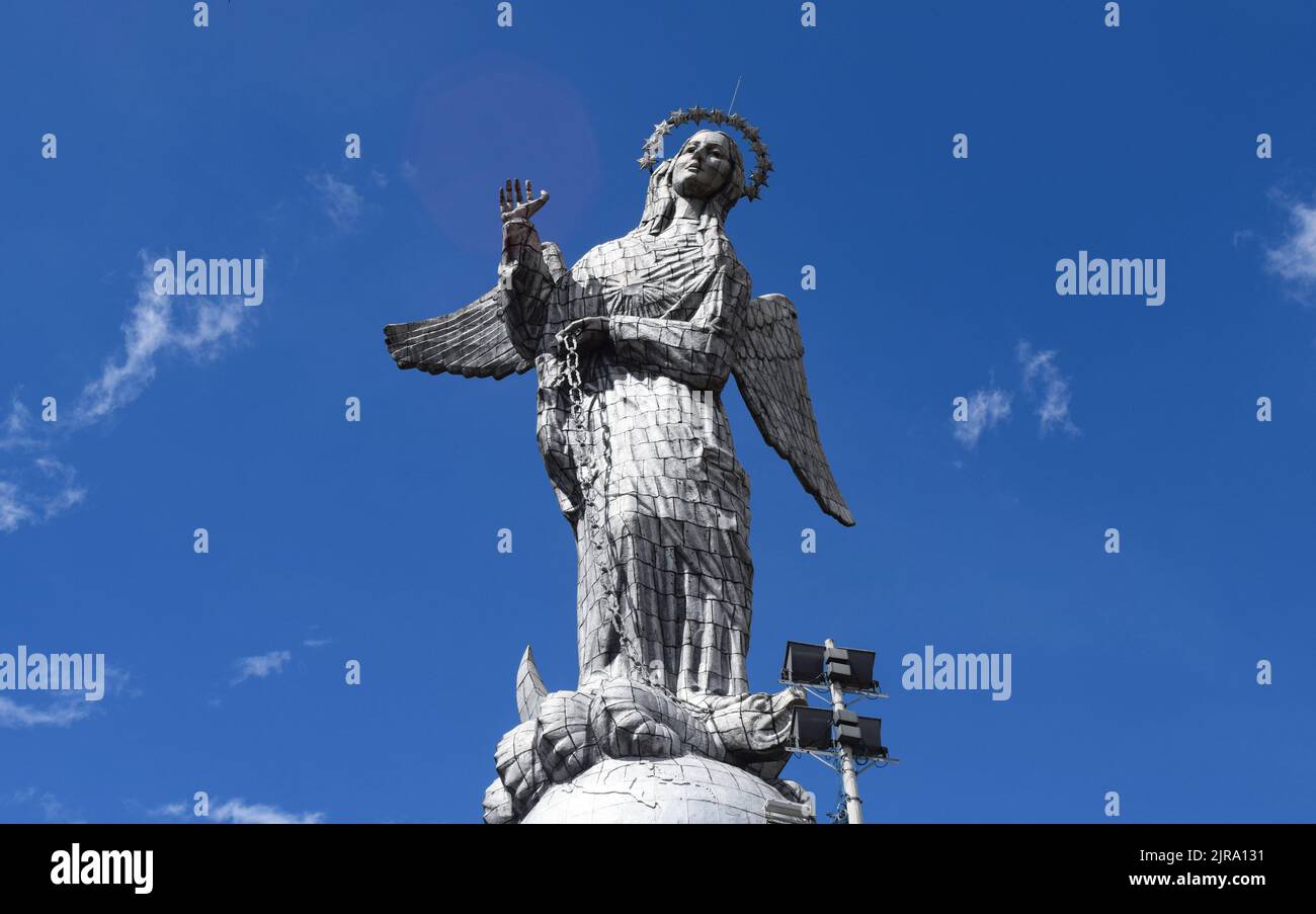 A statue of the Virgin of El Panecillo in Quito, Ecuador Stock Photo