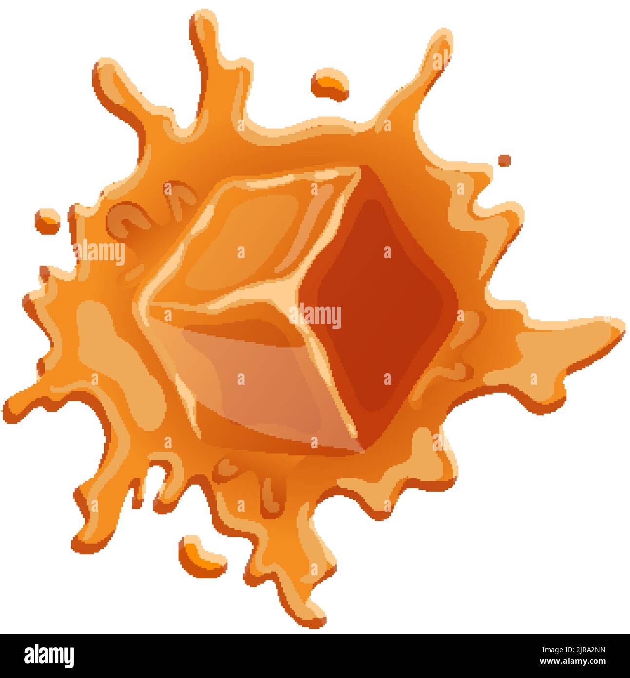 caramel cube splash cartoon vector illustration Stock Vector Image