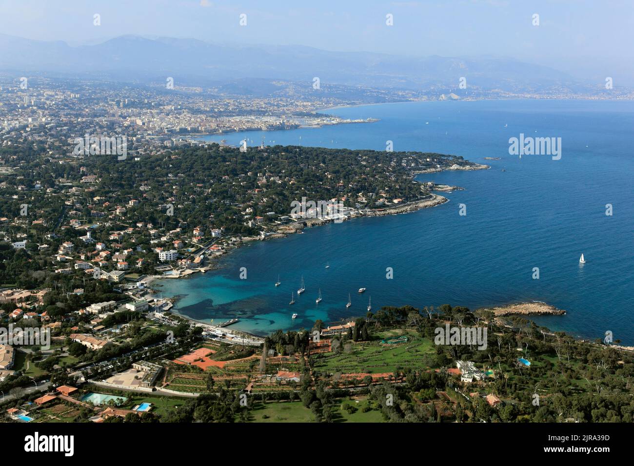 Antibes (south-eastern France): aerial view of the Bay of Antibes Stock Photo