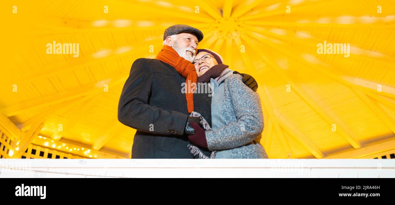 Senior couple holding each other Stock Photo