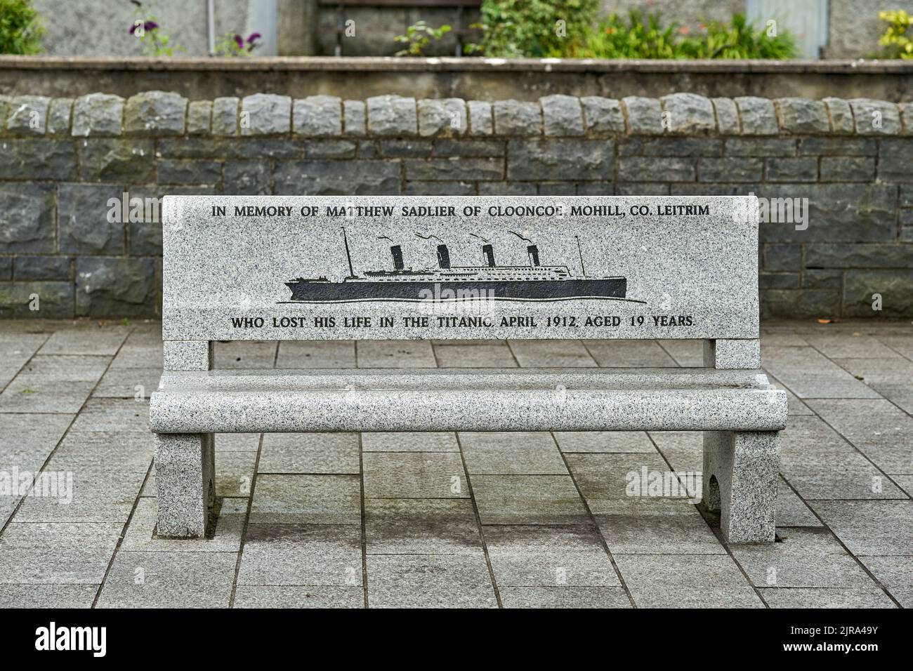 A seat in memory of a victim of the Titanic, Stock Photo