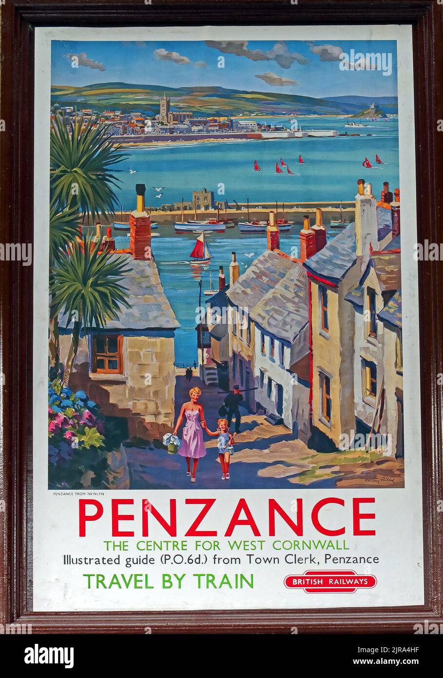 British Railways poster - Penzance, the centre for west Cornwall, South West England, UK Stock Photo