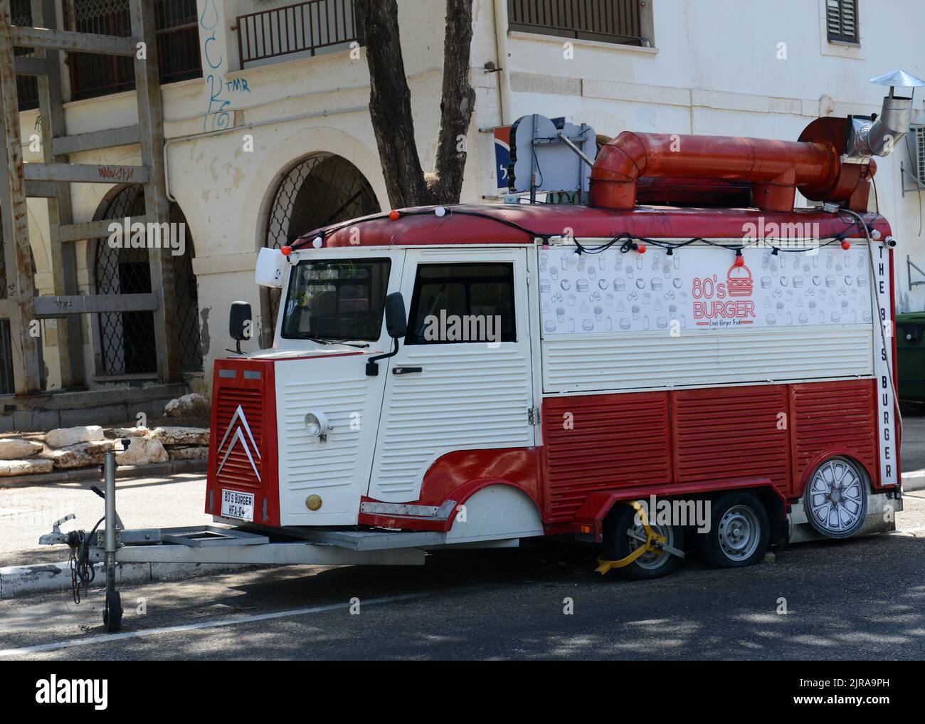 The 80's Burger food truck in Haifa, Israel. Stock Photo