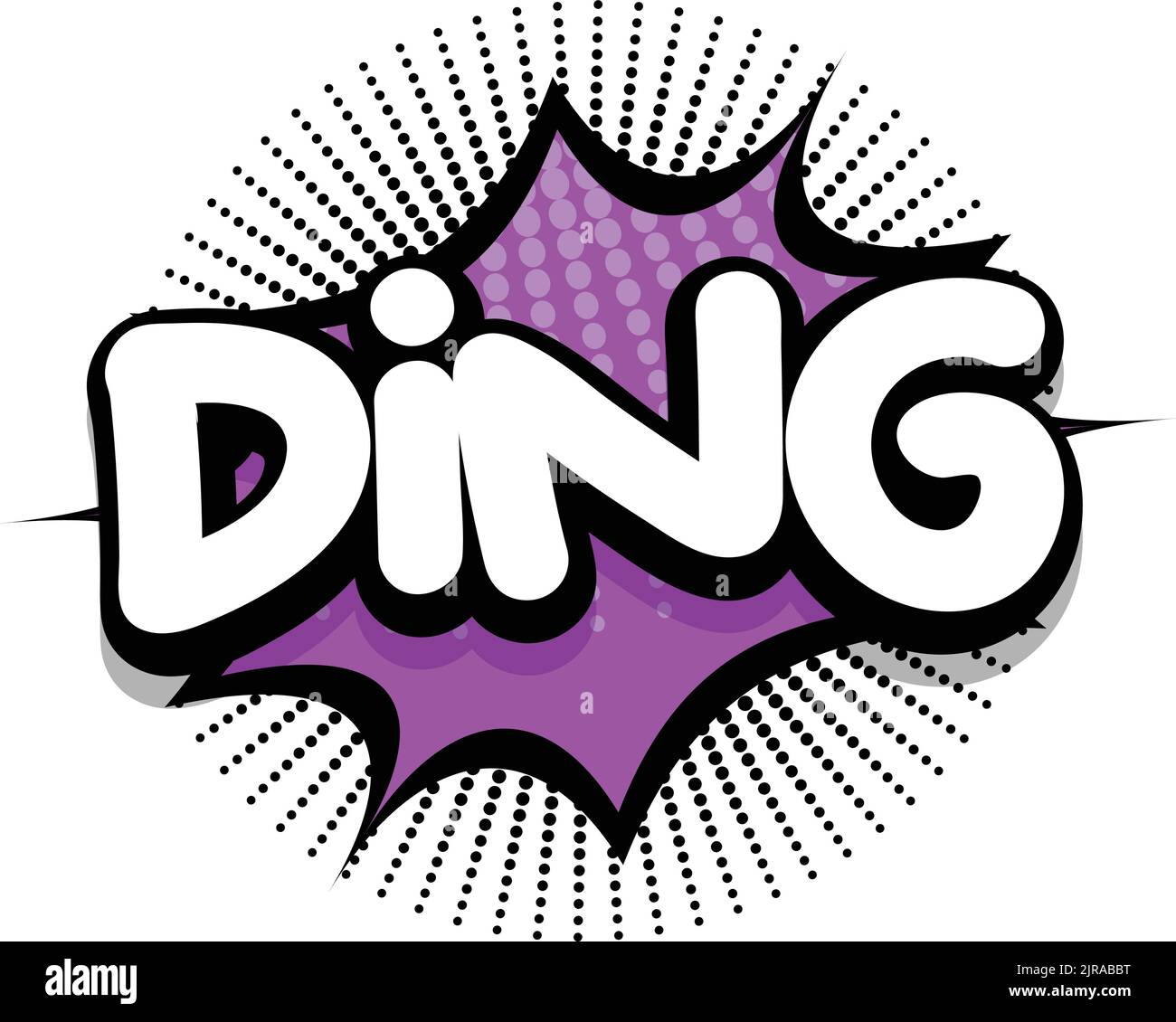 Realistic reception bell and Ding sign in comic book style on white  background. Vector illustration. Stock Vector