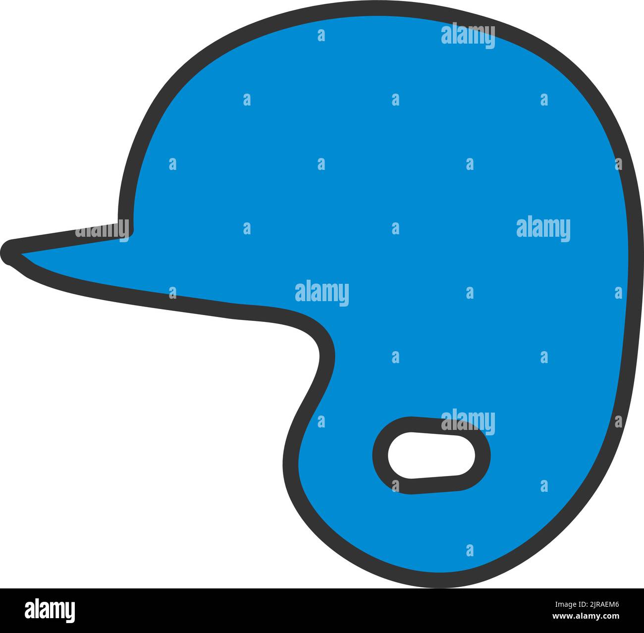 Baseball Helmet Icon. Editable Bold Outline With Color Fill Design