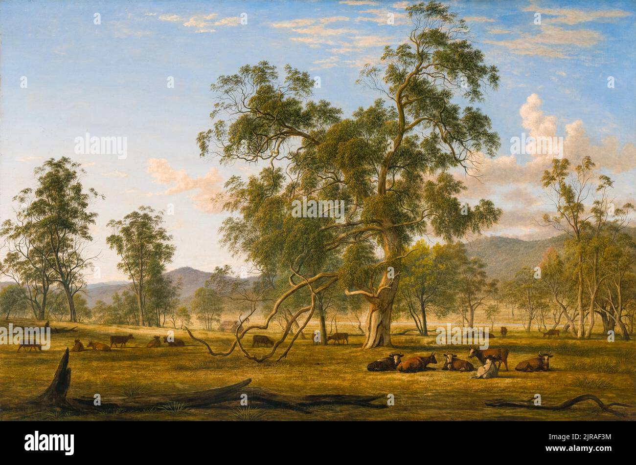 John Glover painting, Patterdale landscape with cattle, oil on canvas, circa 1833 Stock Photo