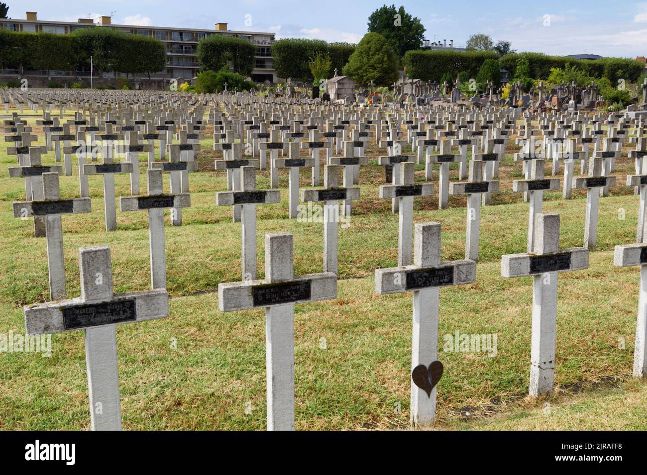 French Soldiers Cemetery - World War First - Cimetière La Bouteillerie, Nantes, Loire-Atlantique, France Stock Photo