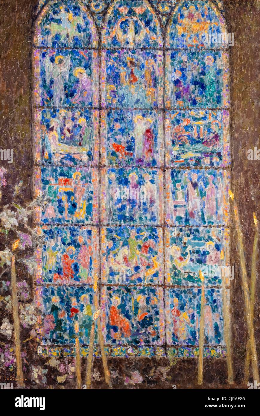 Henri Le Sidaner, Le Vitrail, Chartres, (The Stained Glass), painting in oil on canvas, 1901-1939 Stock Photo