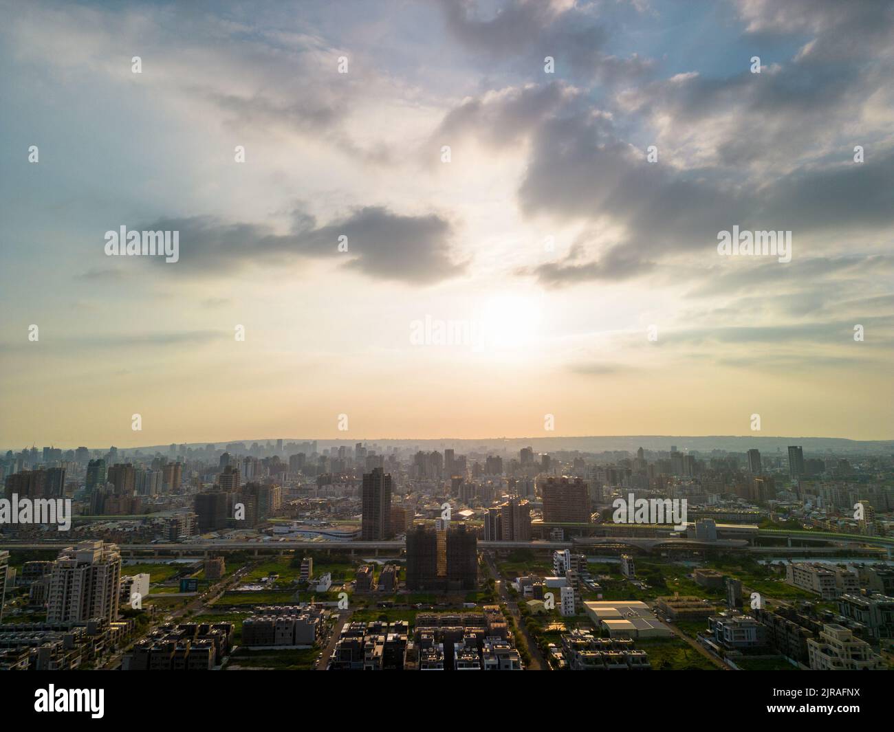 Taichung City, Taiwan Aug 23, 2022 Aerial view of Taichung city