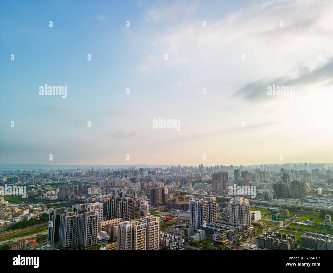 Taichung City, Taiwan Aug 23, 2022 Aerial view of Taichung city