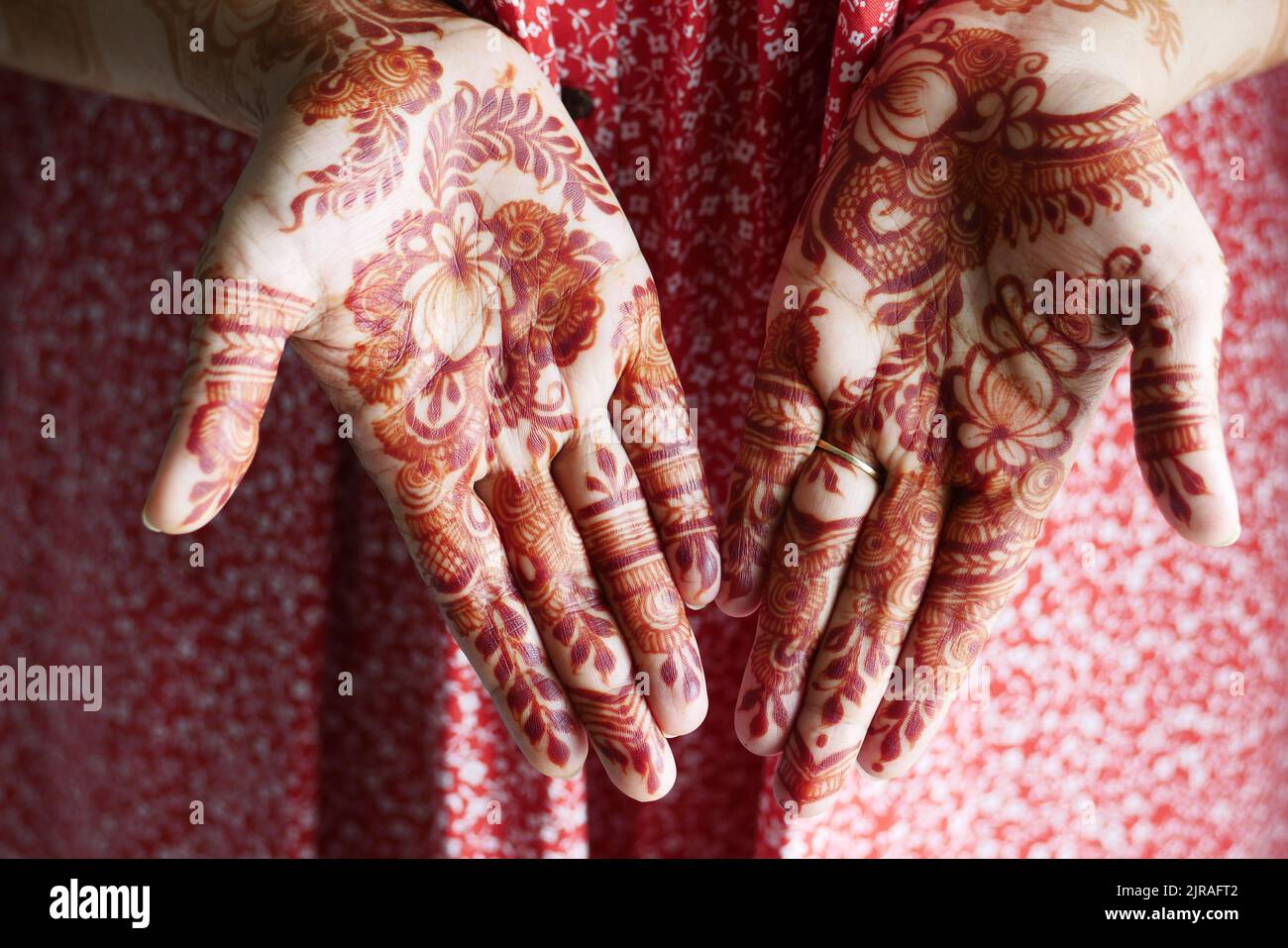 women applying henna on hand Stock Photo Alamy