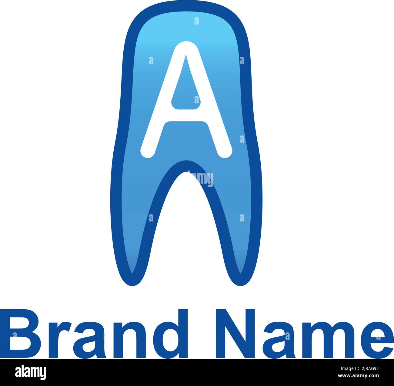 A Modern Dentist logo, blue tooth on white background, Brand name space