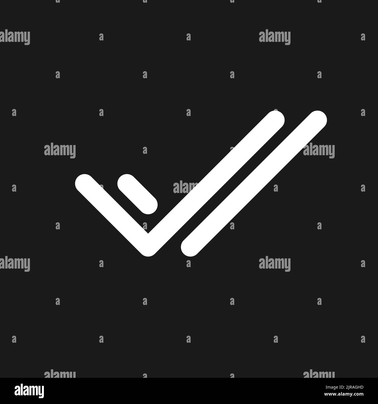 Two checkmarks dark mode glyph ui icon Stock Vector