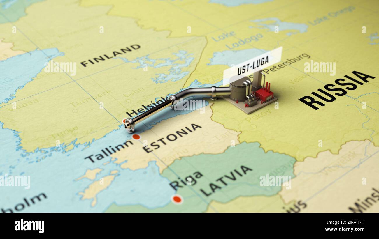3D Render of Nord Stream 2 gas - 3d Render Of Nord Stream 2 Gas Pipeline Emerging On Map Of Europe Connecting Russia And Germany Through Baltic Sea 2JRAH7H 