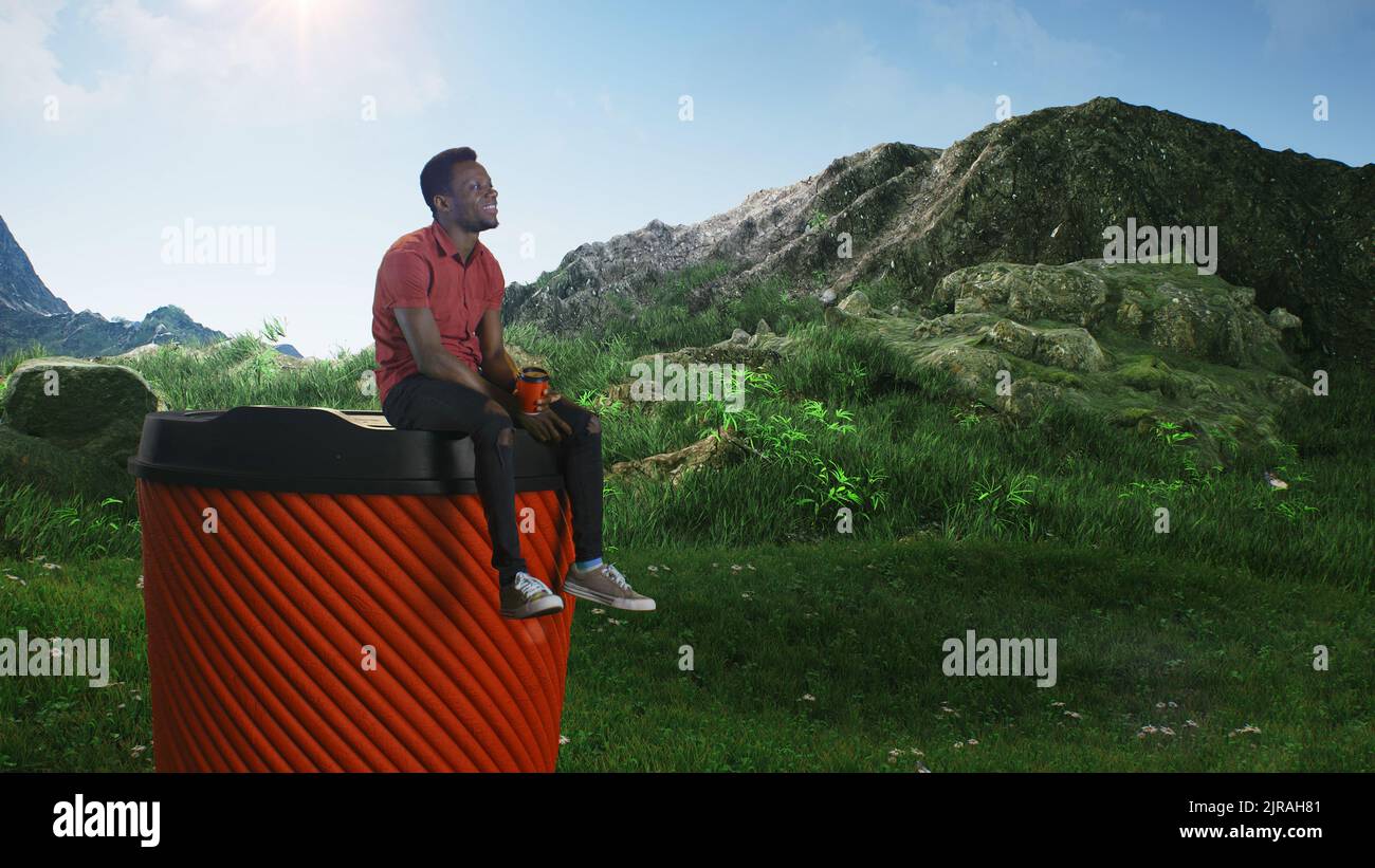 https://c8.alamy.com/comp/2JRAH81/african-american-man-in-casual-clothes-sitting-on-large-takeaway-cup-and-enjoying-fresh-coffee-in-sunny-morning-in-mountains-2JRAH81.jpg