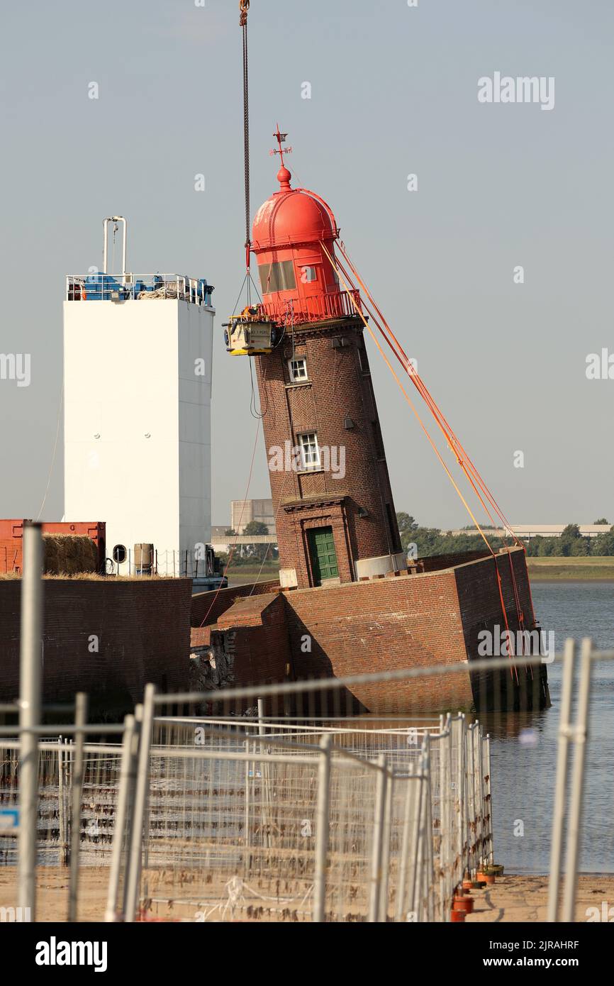 Bremerhaven, Germany. 23rd Aug, 2022. From a crane gondola