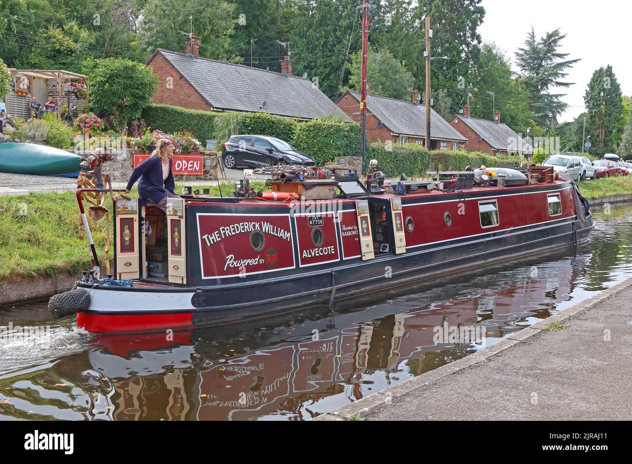 The Frederick William CR 47756 traditional barge at Vale of Llangollen, Trevor, Llangollen, Wales, UK,  LL20 7TP Stock Photo