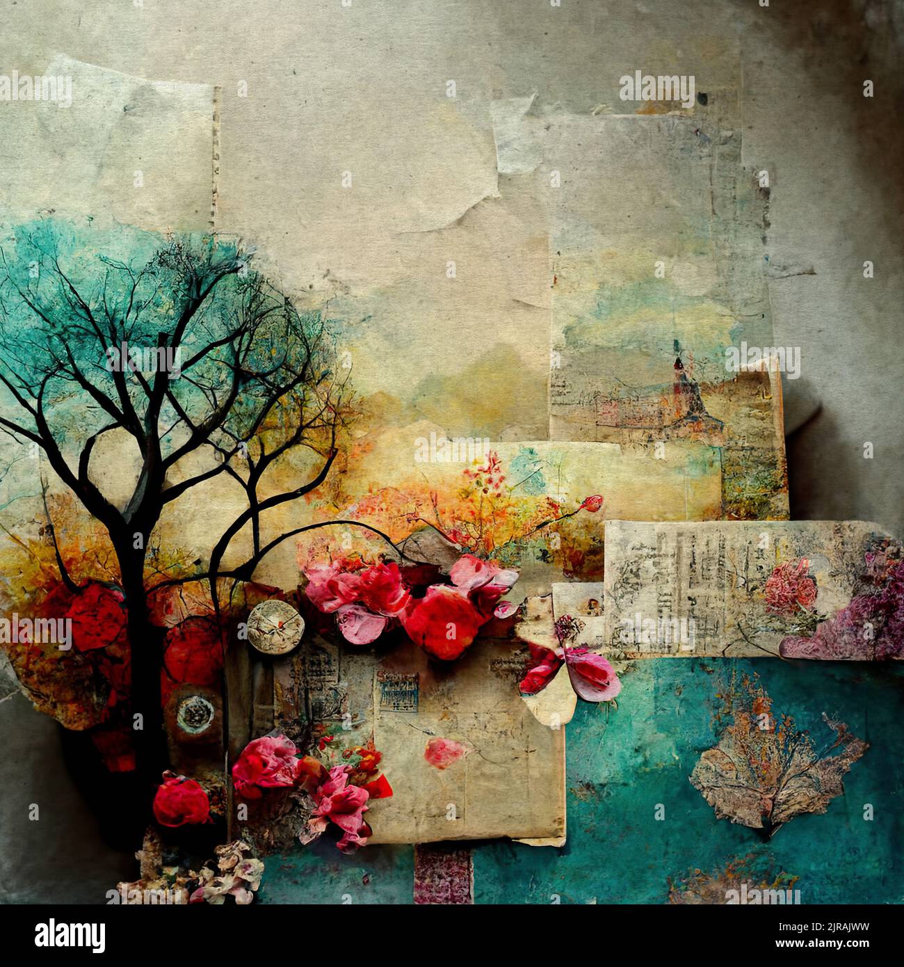 Scrapbook Spring Flowery Collage Stock Photo Alamy