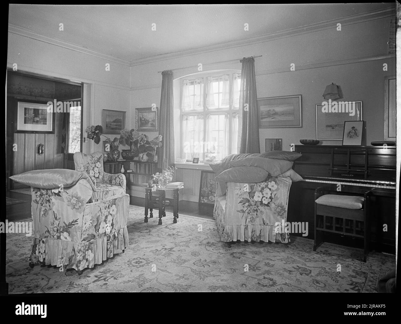 Lady Grey's house house interior, drawing room, circa 1934