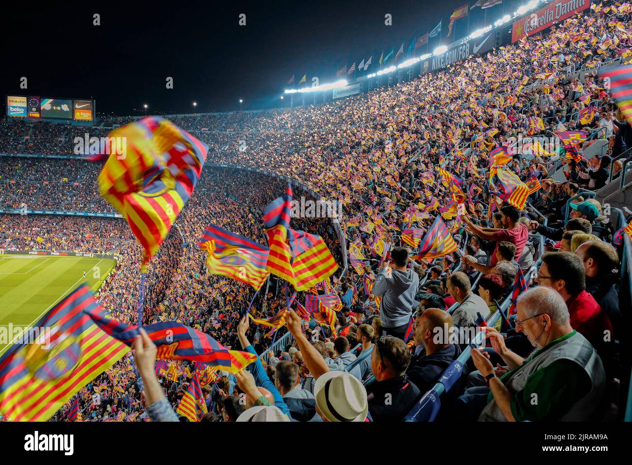 BARCELONA, SPAIN -MAY 20, 2018: The finals of the Spanish Cup. Match between Barcelona and Real Sociedad football clubs at the stadium Camp Nou Stock Photo