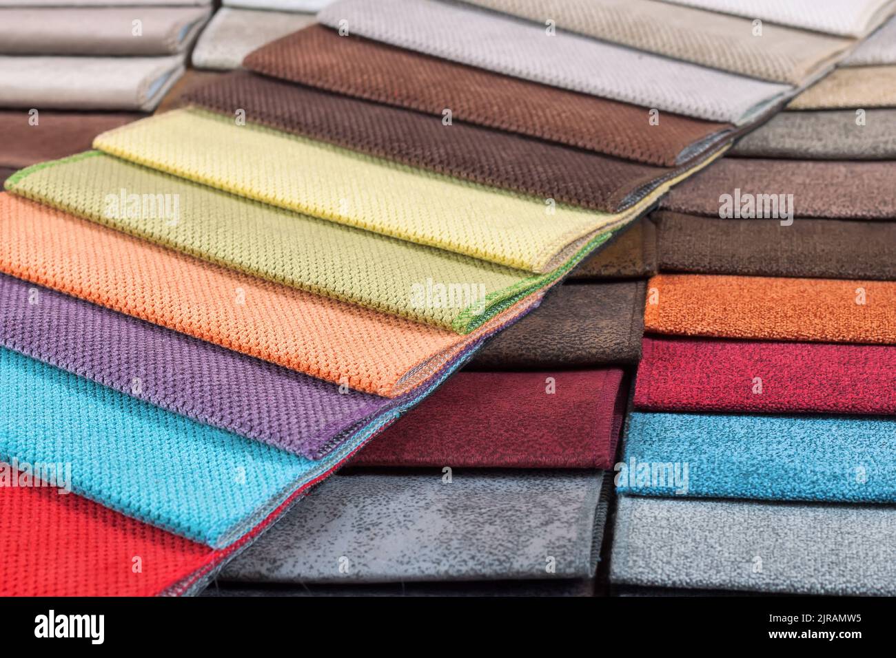 Color samples of the upholstery fabric in the assortment Stock Photo ...