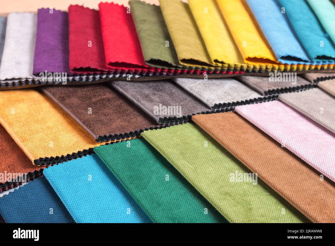 Color samples of the upholstery fabric in the assortment. palette of
