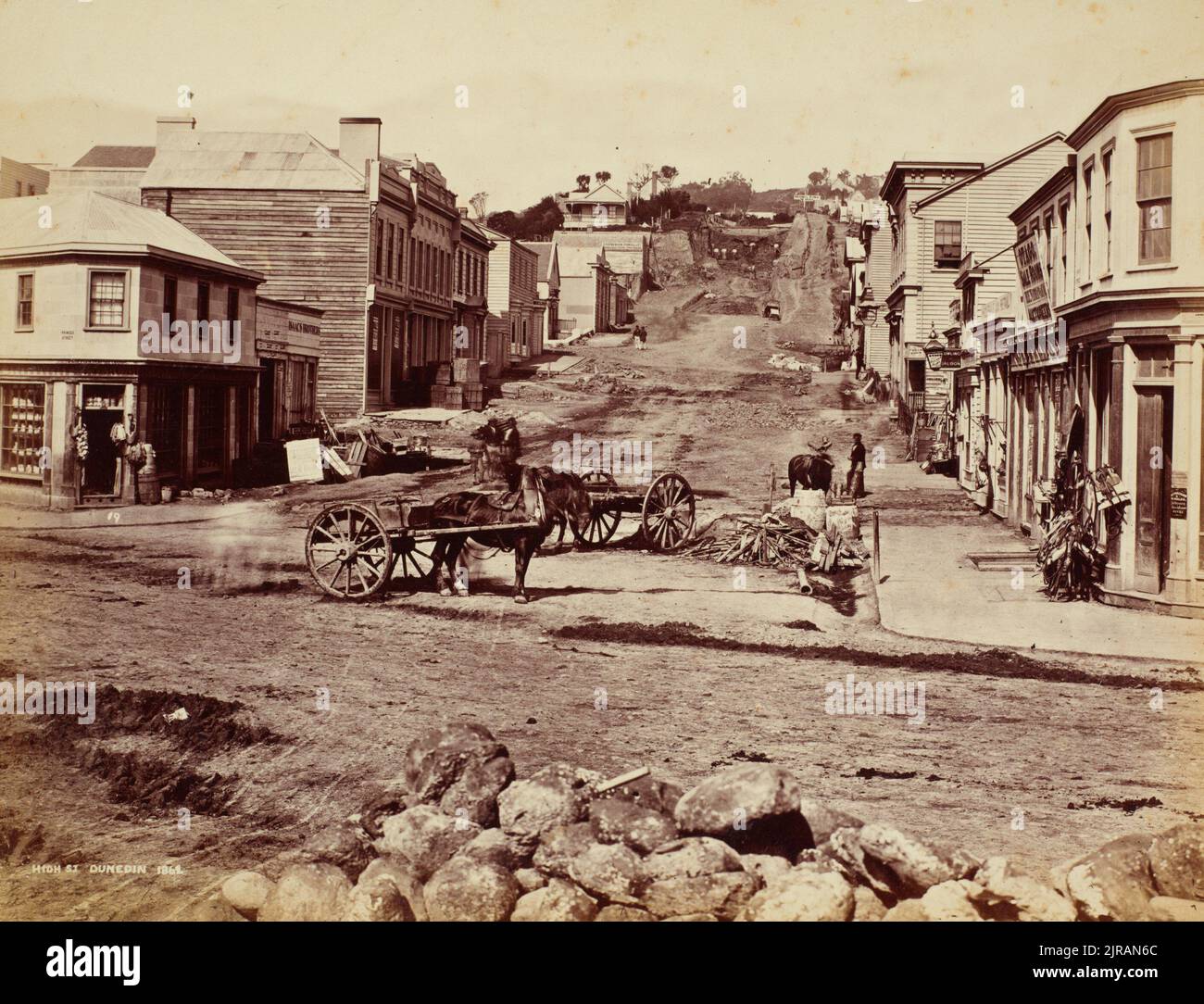High Street, Dunedin, 1862, Dunedin, by William Meluish Stock Photo Alamy