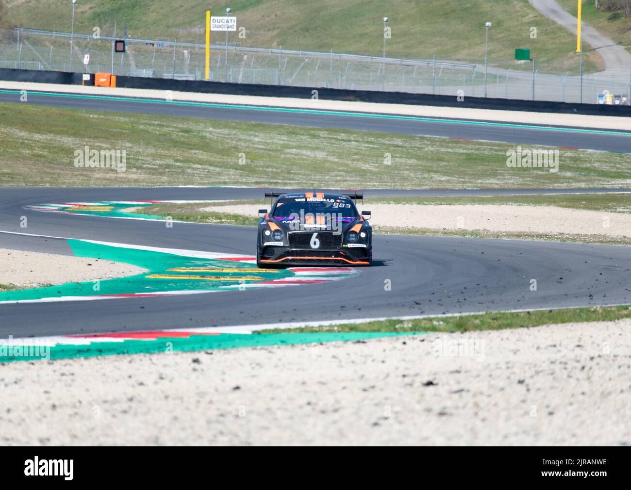 Bentley Continental gt race cars action on racetrack. Mugello, Italy, march 25 2022. 24 Hours series Stock Photo