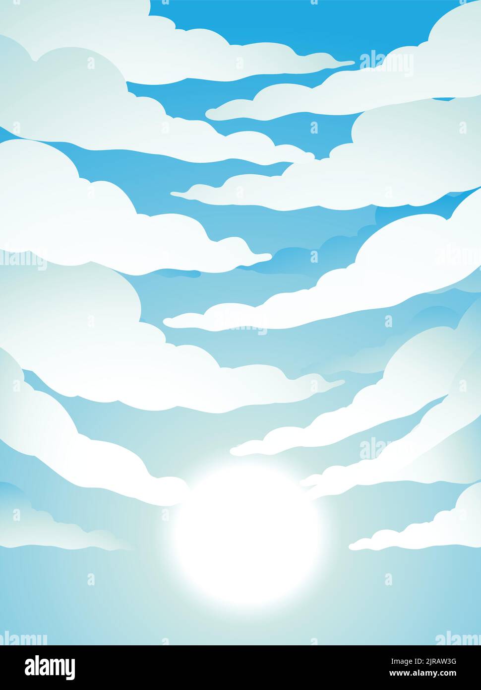 Illustration of Cloudy Blue Sky with Bright Sun Light Stock Vector ...