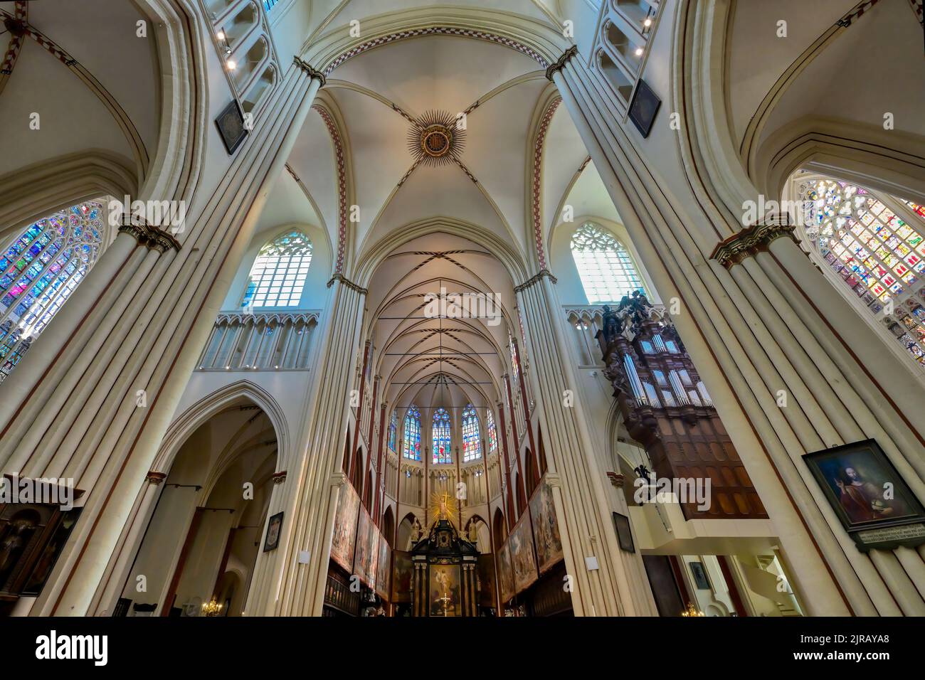 Saint Salvator Cathedral, Interior, Bruges, Belgium Stock Photo