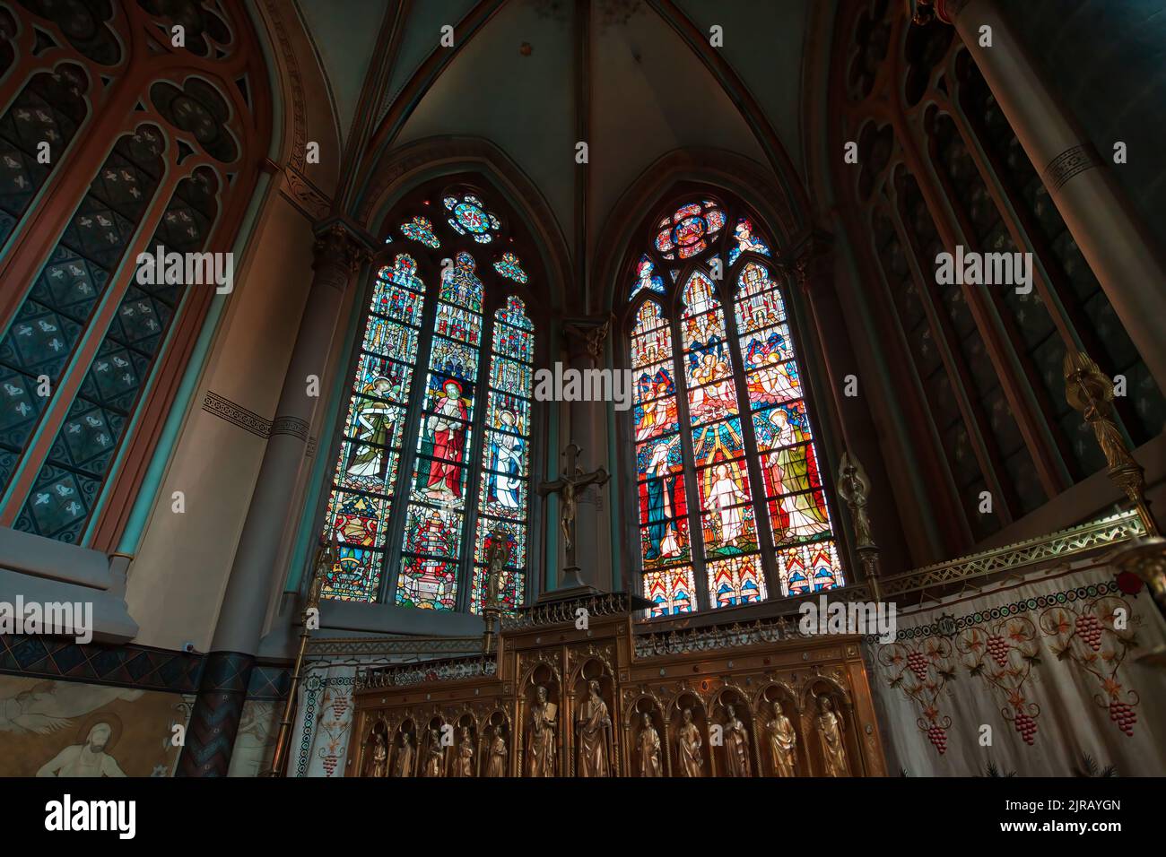 St. Martin’s Church, Stained-glass windows, Kortrijk, Belgium Stock Photo