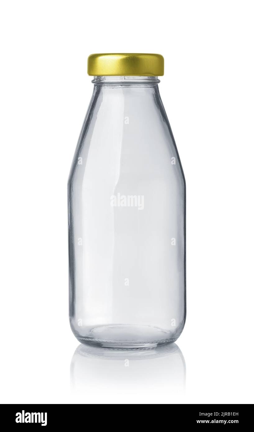 Front view of empty closed small glass bottle isolated on white Stock Photo