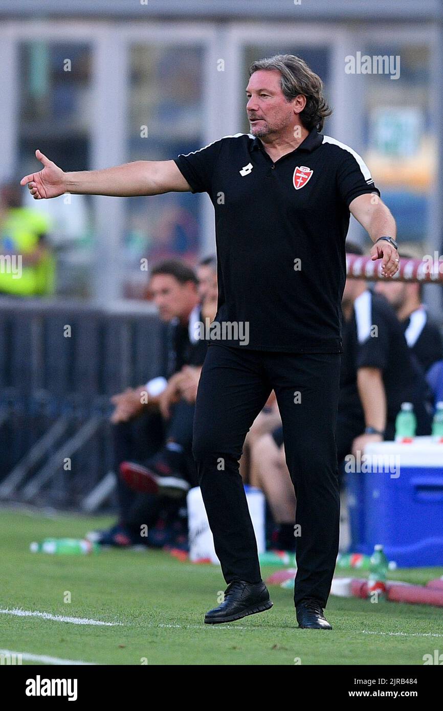 Giovanni Stroppa manager of AC Monza gestures during the Serie A match between Napoli and Monza at Stadio Diego Armando Maradona, Naples, Italy on 21 August 2022. Photo by Giuseppe Maffia. Stock Photo