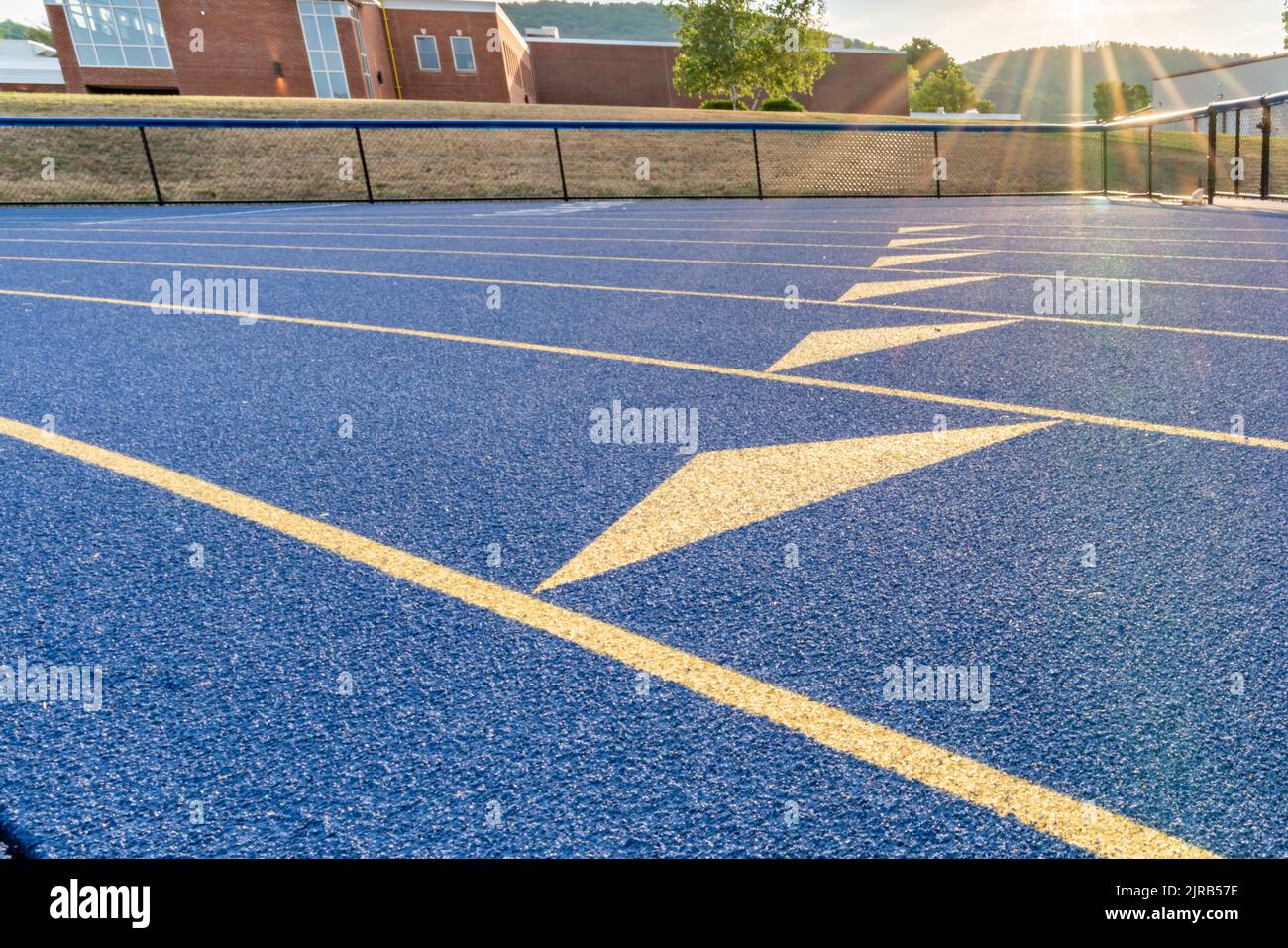 Inspiring close up of the start of an exchange zone on a new blue