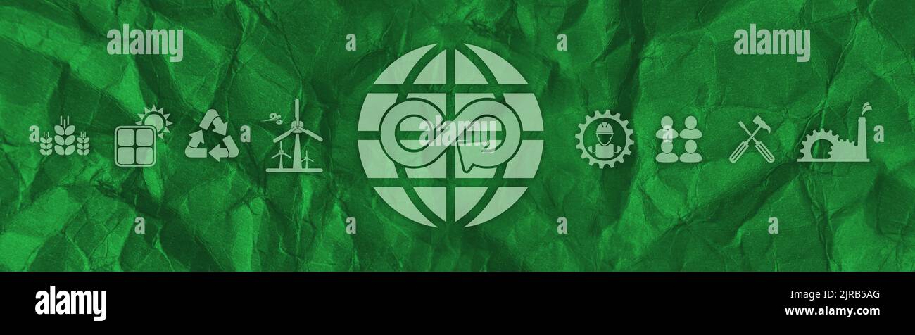 circular economy icon on wall background Stock Photo - Alamy
