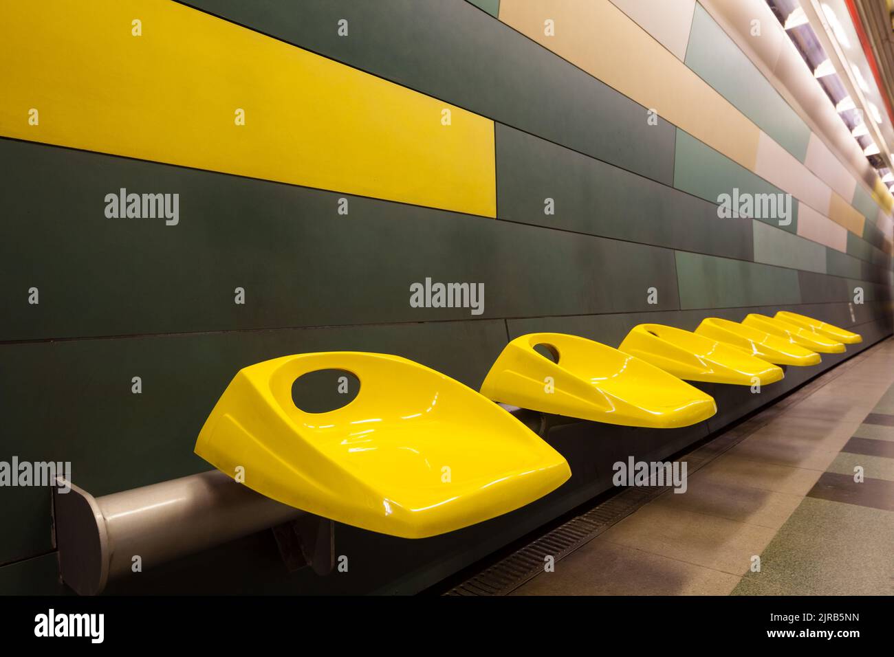Waiting seats at a subway station in Santiago de Chile Stock Photo
