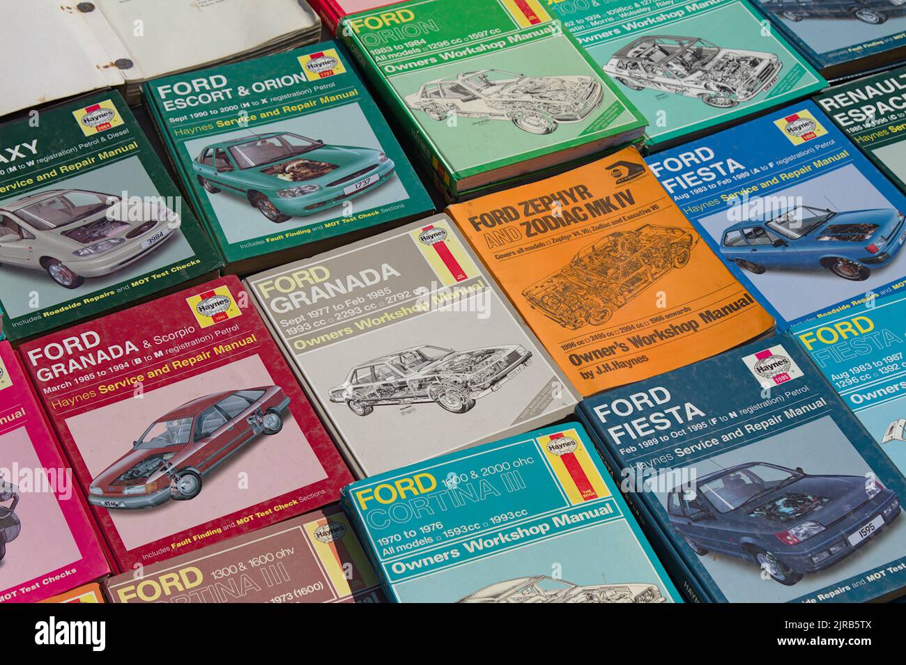 Photograph Of A Collection Of Vehicle Maintenance Handbooks Including Haynes Workshop Manuals, UK Stock Photo