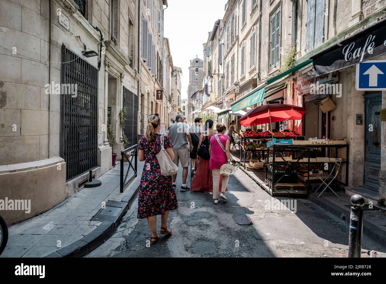 Cobblestone street, Arles, France, Bouches du Rhône, Provence, France Stock Photo