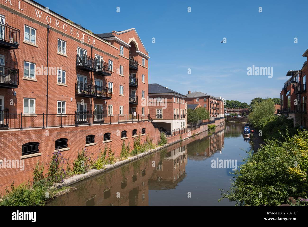 Canalside apartments in Worcester, UK Stock Photo Alamy