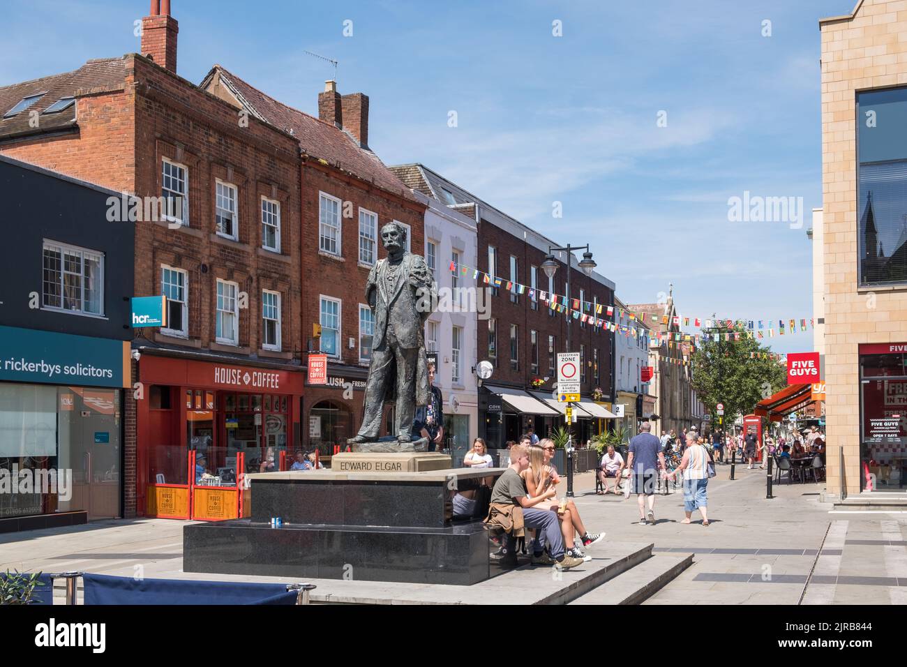 Shops and shoppers in High street, worcester, UK Stock Photo Alamy