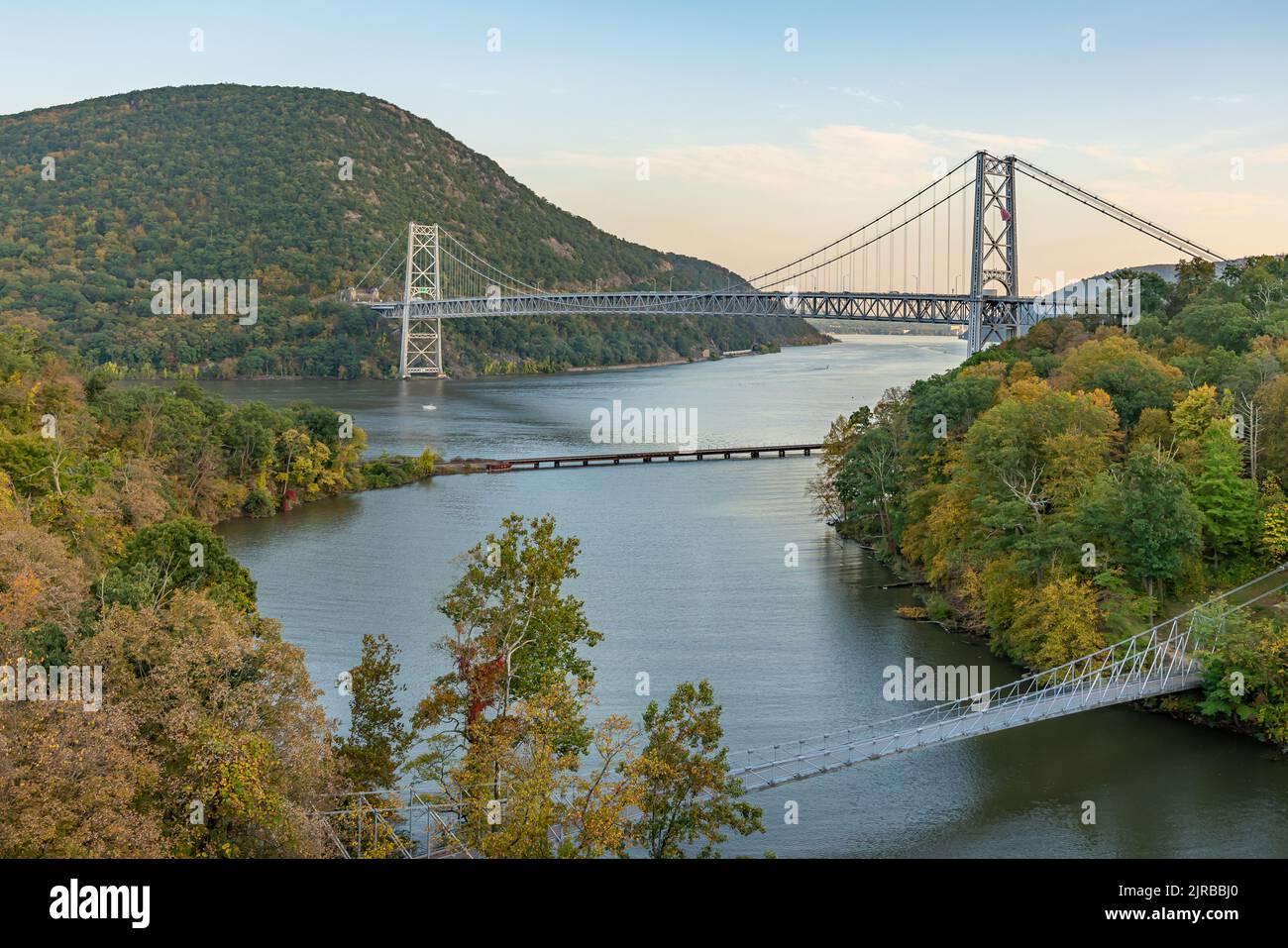 Late afternoon fall photo of the Bear Mountain Bridge, New York, and