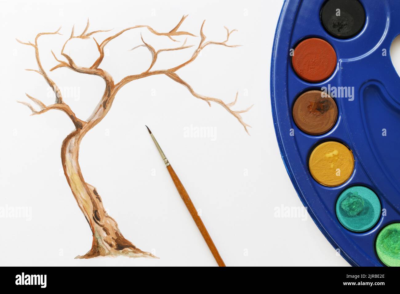 How to paint a tree using watercolours. Step by step, tutorial. Step ...