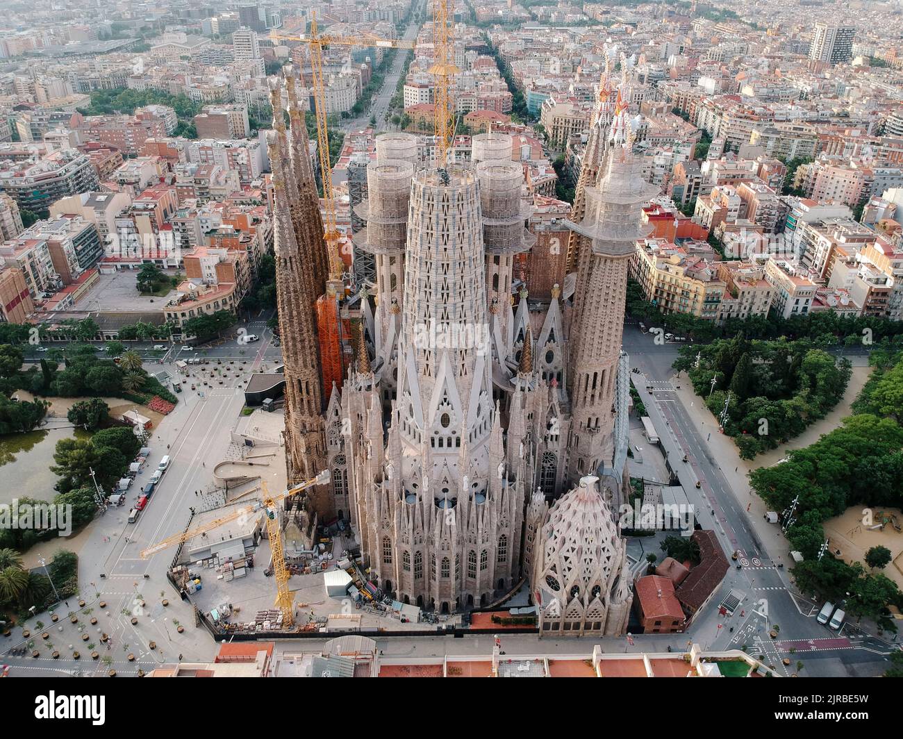 Spain Catalonia Barcelona Aerial View Of Sagrada Familia Basilica spain-catalonia-barcelona-aerial-view-of-sagrada-familia-basilica