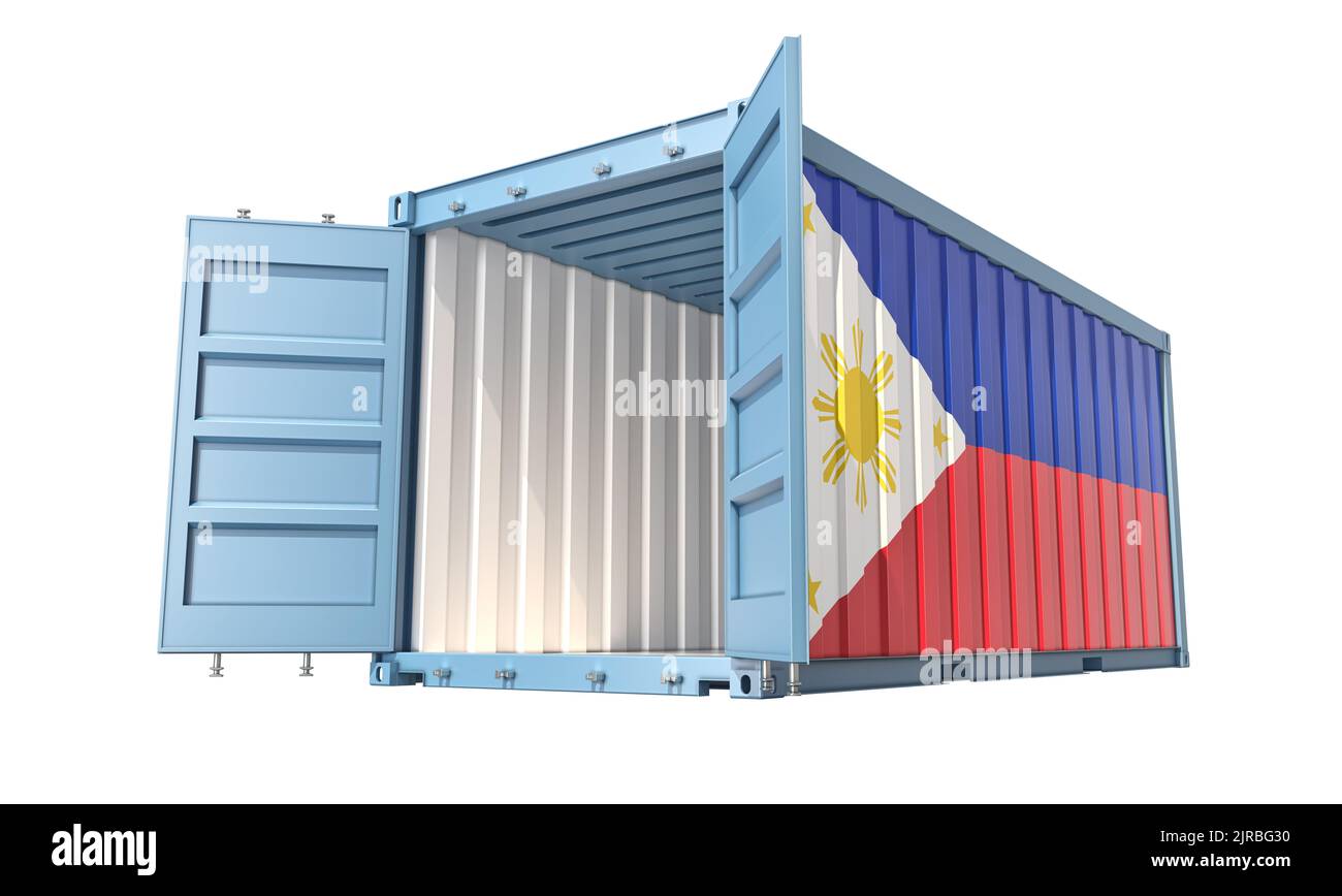 Cargo Container with open doors and Philippines national flag design