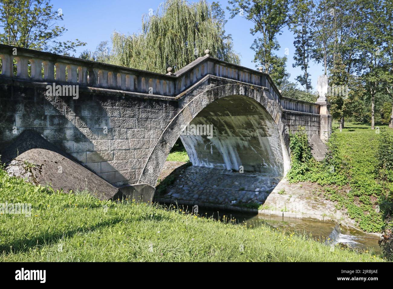 The Angel's Bridge over the Cedron river in Kalwaria Zebrzydowska, Poland. Stock Photo