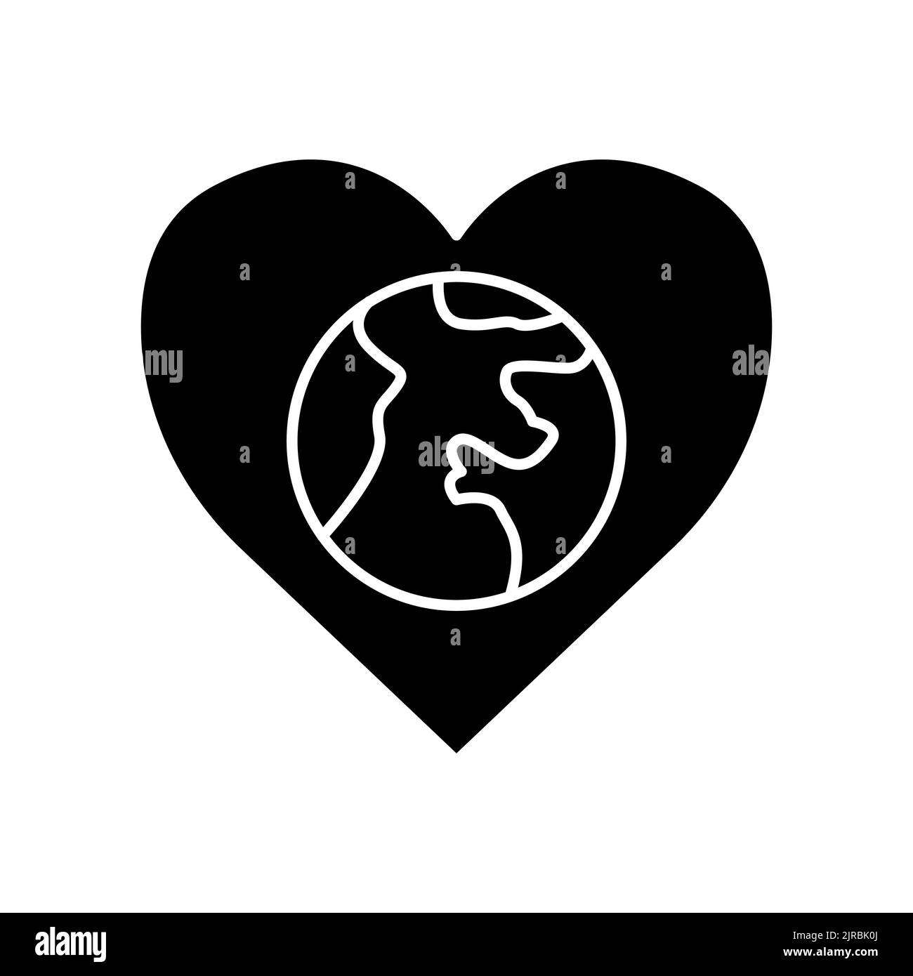 Earth icon in heart. icon related to charity, International day of charity. Glyph icon style, solid. Simple design editable Stock Vector